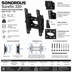 Sonorous - Soporte TV de pared inclinable. Ref. Surefix 320