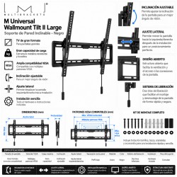 Multibrackets - Soporte TV de pared inclinable. Ref. Wallmount Tilt II Large. Color negro.