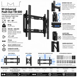 Multibrackets Push Out Tilt 600 Soporte TV Pared Inclinable 43-86” VESA 600x400