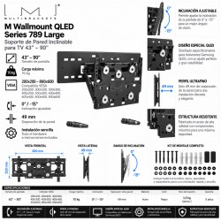 Multibrackets M LED Wallmount Series 789 Large Soporte TV Pared Inclinable QLED VESA 800x600