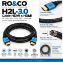 RO&CO H2L-3.0 – Cable HDMI 2.0b High Speed con Ethernet 3 m, 4K 60 Hz, HDR y ARC