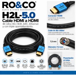 Cable HDMI 5.0 mts versión 2.0