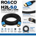 RO&CO H2L-5.0 – Cable HDMI 2.0b High Speed con Ethernet 5 m, 4K 60 Hz, HDR y ARC