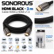 Sonorous HDMI Black 3 m – Cable HDMI 1.4 High Speed con Ethernet, Full HD 1080p y 3D