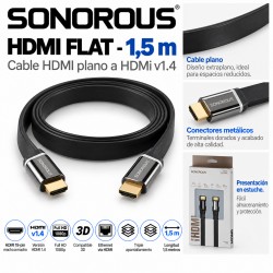 Sonorous HDMI Flat 1,5 m – Cable HDMI 1.4 Plano, Full HD 1080p, 3D y Ethernet