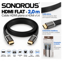 Sonorous HDMI Flat 2 m – Cable HDMI 1.4 Plano, Full HD 1080p, 3D y Ethernet