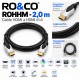 RO&CO ROHHM 2 m – Cable HDMI 1.4 High Speed con Ethernet, 3D, ARC y Full HD