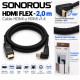 Sonorous HDMI Flex 2 m – Cable HDMI 1.4 con Conector Acodado 90°, Full HD 1080p, 3D y Ethernet