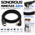 Sonorous HDMI Flex 2 m – Cable HDMI 1.4 con Conector Acodado 90°, Full HD 1080p, 3D y Ethernet