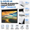 Ligra MAN117 – Pantalla de Proyección Manual 117" Formato 4:3 para Pared o Techo