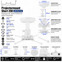 Multibrackets Projectormount Short 200 Fine Tune Soporte de Techo Universal para Proyector hasta 20 kg Blanco