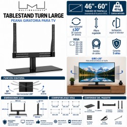 Multibrackets Tablestand Turn Large Peana Giratoria para TV 46"-60" VESA 600x400 hasta 40 kg Negro