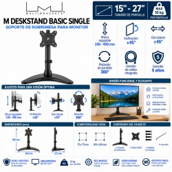 Multibrackets M Deskstand Basic Single Soporte de Sobremesa para Monitor 15"-27" VESA 100x100 Negro