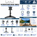 Multibrackets M Deskstand Basic Single Soporte de Sobremesa para Monitor 15"-27" VESA 100x100 Negro