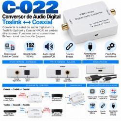 C-022 - Convertidor Fibra óptica a coaxial.