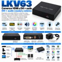 RO&CO LKV63 Conversor HDMI a DVI con Salida de Audio Coaxial y Estéreo