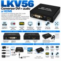 LKV56 – Conversor DVI + Audio Estéreo Jack 3,5 mm a HDMI Full HD 1080p