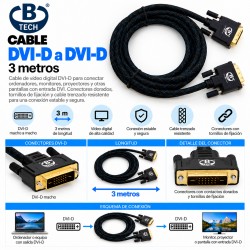 B-Tech Cable DVI-D a DVI-D 3 m – Cable Digital con Conectores Dorados