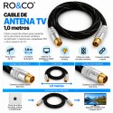 RO&CO Cable de Antena TV Coaxial Macho a Hembra 1 m con Conectores Dorados