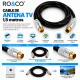 RO&CO Cable de Antena TV Coaxial Macho a Hembra 1,5 m con Conectores Dorados