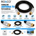 RO&CO Cable de Antena TV Coaxial Macho a Hembra 1,5 m con Conectores Dorados