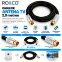 RO&CO Cable de Antena TV Coaxial Macho a Hembra 2 m con Conectores Dorados