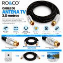 RO&CO Cable de Antena TV Coaxial Macho a Hembra 3 m con Conectores Dorados
