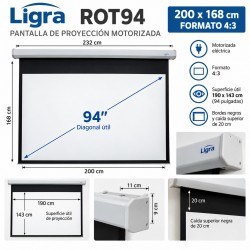 Ligra ROT94 Pantalla de Proyección Motorizada 200 x 168 cm Formato 4:3