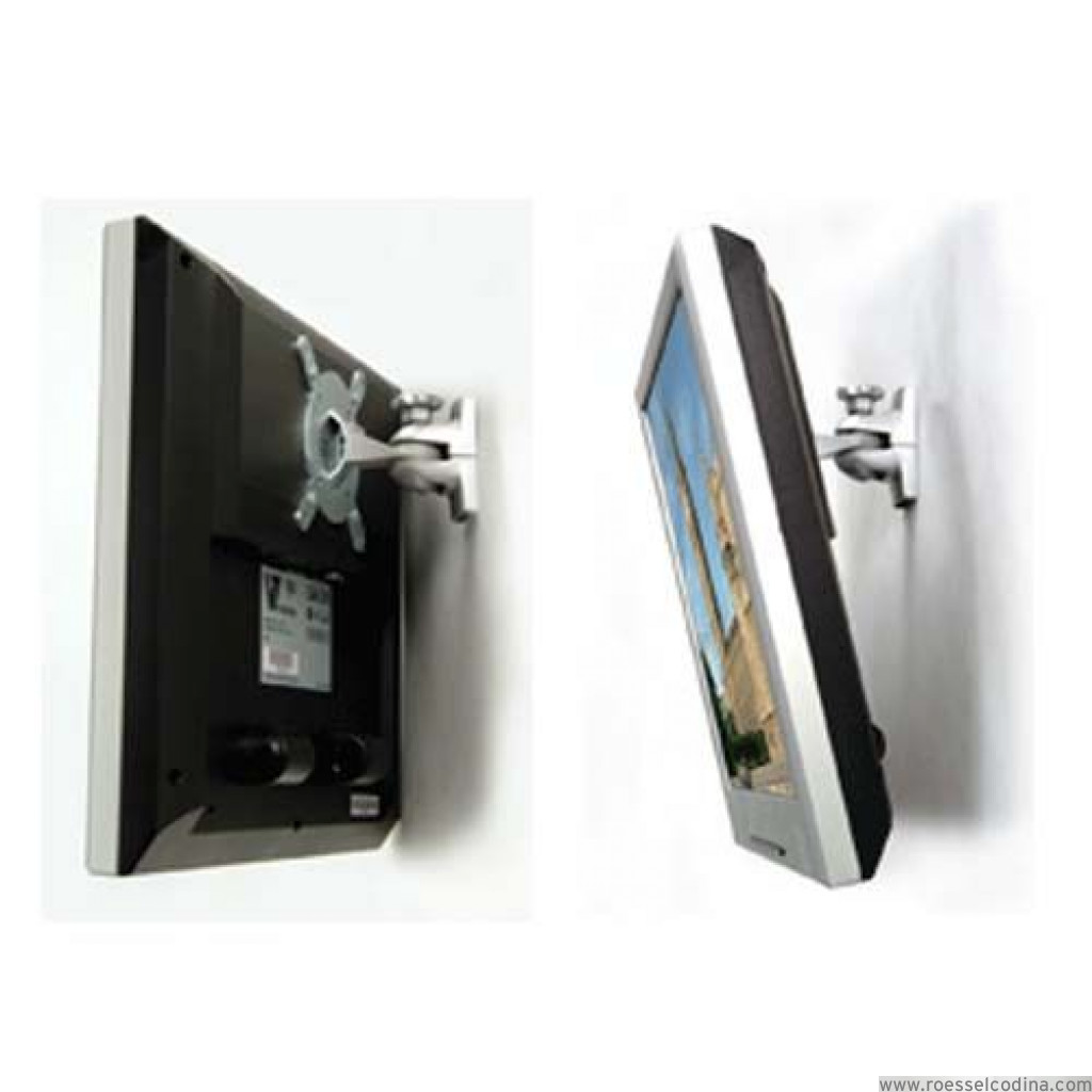RoesselCodina Product: BT7516 - Soporte TV de pared inclinable y giratorio. Separación de la pared: 7,5 cms. Para TV 12" y 19". Color gris.
