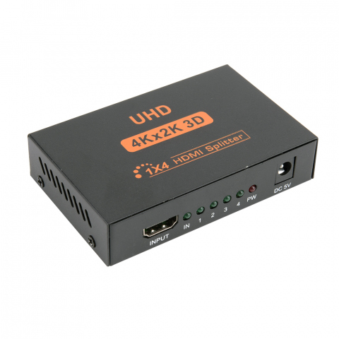 HW14 - Distribuidor HDMI v1.4: 1 entrada - 4 salidas simultáneas.