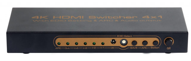 HDSW0401 - Selector HDMI v1.4: 4 entradas a 1 salida. Salida audio. EDID.