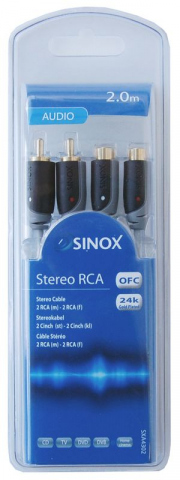 SXA4302 - Cable 2 rca macho - 2 rca hembra stereo 2,0 mts