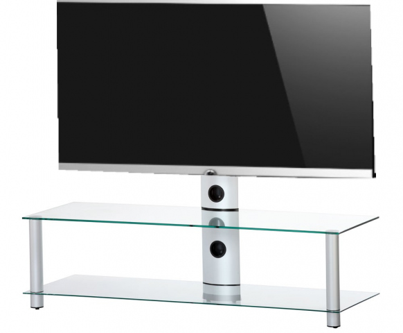 Sonorous - NEO-130 TG - Mueble de TV y soporte. 2 estantes y 130 cms de ancho. Transparente/Gris